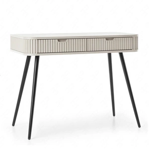 Zoya beige Konsole mit Schubladen stilvolle und funktionale Schminktisch geschwungene massive Form geriffelte Schubladenfronten Metallbeine