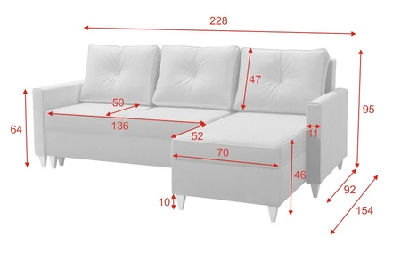 Ecksofa mit Schlaffunktion Terni marineblau rechts Praktisches und funktionelles Ecksofa mit geräumigen Behältern für Bettzeug