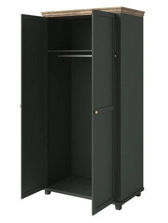 Kleiderschrank Evora 108 cm Flaschengrün / Eiche lefkas klassisches Design idealer Kleiderschrank für Schlafzimmer oder Flur geschmackvolle Farben