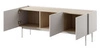 RTV Schrank Vellore 144 cm beige minimalistisches Design grifflose Fronten Metallbeine in der Farbe der Schrankfronten abgesenkte Platte
