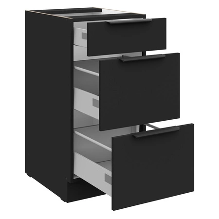 Eckküchenmöbel-Set Schwarz 310x250 cm Metallkante Griffe Schränke sehen toll aus in modernen Interieurs