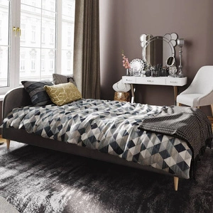Ivrea 90x200 Polsterbett in Graphit mit modernem Kopfteil, ideal für ein Jugendzimmer oder ein kleines Schlafzimmer