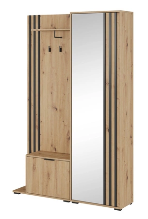 Garderobe Aspen 131 cm Eiche handwerkliche Garderobe mit dekorativen schwarzen Lamellen funktionelle und praktische Flurgarderobe