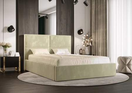 Aphrodite Polsterbett 160x200 mit Staukasten beige im modernen skandinavischen Stil mit bequemem Kopfteil