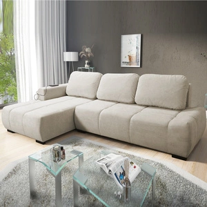 Ecksofa mit Schlaffunktion Gentle hellbeige linke Seite stilvolles Design Ecksofa-Bett zeichnet sich durch seine abgerundete Form aus