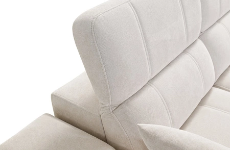 Ecksofa mit Schlaffunktion Penejos IX Esche grau rechts Ecksofa mit Bettzeugcontainer komfortable verstellbare Kopfstützen