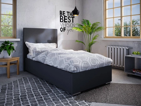 Burgos 90x200 schwarzes Polsterbett mit modernem Kopfteil ideal für ein Jugendzimmer oder kleines Schlafzimmer