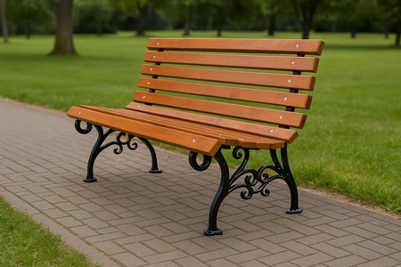 Gartenbank 180 cm FIEM-13-LKL-180 Gusseisen mit Rückenlehne Erlenholz lackiert