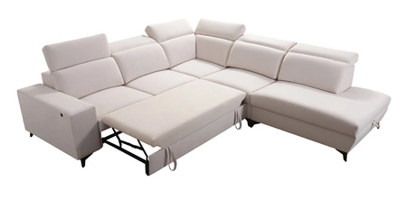 Ecksofa mit Schlaffunktion Kelly Sleek IX hellbraun rechts stilvolles Ecksofa mit bequemen Armlehnen und verstellbaren Kopfstützen