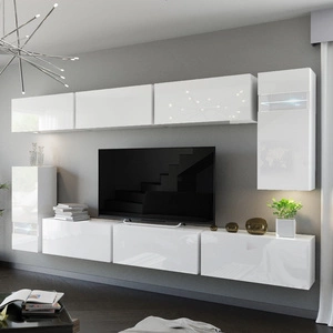 Benjamin weiß glänzend moderne Designmöbel Hochglanzfronten vergrößern optisch den Innenraum