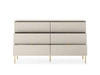 Lovro 154 cm beige Kommode modernes Design wird Liebhaber von ausdrucksstarken Interieurs geriffelte Fronten Gold-Accessoires begeistern