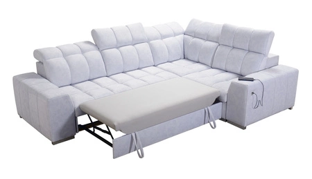 Ecksofa mit Schlaffunktion Luigi II blau / schwarz rechtes Komfort für die tägliche Entspannung Ecksofa mit Bettkasten