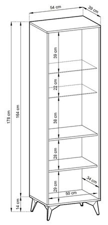 Vitrine Gusto 54 cm Schwarz / Eiche Evoke Designerund komfortables Möbelstück für moderne und funktionale Innenräume