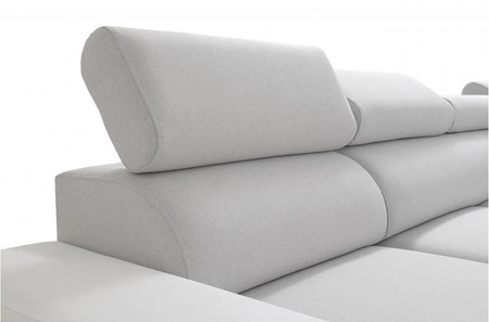 Ecksofa mit Schlaffunktion Provo III marineblau/weiß rechtes Ecksofa mit Bettzeugablage und verstellbaren Kopfstützen