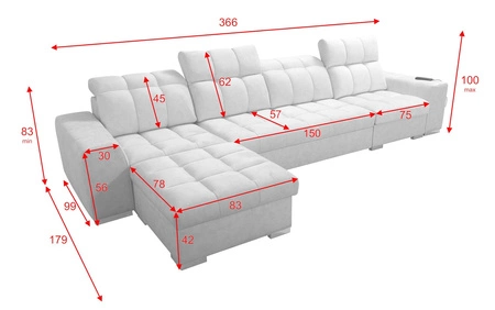 Ecksofa mit Schlaffunktion Luigi XII braun linke Seite stilvolles Ecksofa für das Wohnzimmer in einer minimalistischen und eleganten Ausführung