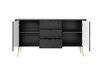 Kommode Zoya 168 cm schwarz elegantes Design oval geformt massiv auf goldenen Beinen geschmackvoll geriffelte Front gesetzt