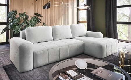 Ecksofa mit Schlaffunktion Bovec ecru rechts stilvolles Ecksofa mit ergonomischer Form hydrophobem Stoff