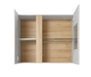 Hängeschrank Adria 97 cm glänzend weiß / Eiche grandson modernes Design Kanten mit speziellen Furnierelementen aus Sicherheitsglas verarbeitet