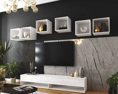 Hängeschrank Lindos weiß / weiß glänzend stilvolles Design, das zu jeder Innenwand passt RTV-Schrank mit Aufhängemöglichkeit