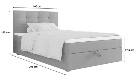 Boxspringbett Flint 100x200 schwarz im modernen skandinavischen Stil mit gepolstertem Kopfteil Bett mit Staukasten