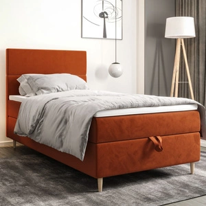 Boxspringbett Bing 100x200 ziegelrot modernen skandinavischen Stil mit gepolstertem Kopfteil Bett mit Aufbewahrungskasten