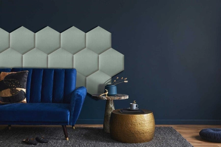 Gepolstertes Paneel Hexagon 40x35 cm mint stilvolle Wandpaneel Veloursstoff modische Dekoration jedes Interieur