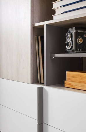 Kommode Remona 120 cm Eiche wilton weiß / weiß geräumige Kommode für Jugendzimmer modernes Design