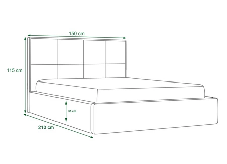 Polsterbett Bauru 140x200 hellblau Bett mit Staukasten im modernen skandinavischen Stil mit gestepptem Kopfteil mit Kristallen