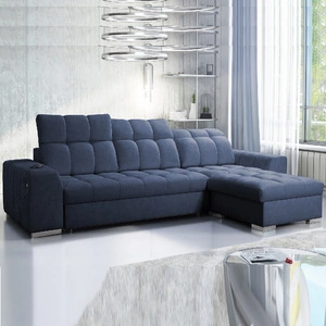 Ecksofa mit Schlaffunktion Luigi blau rechts Ecksofa mit zwei Bettkästen Stoff mit einer interessanten Struktur