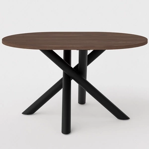 Lyon Tisch 100x138 cm wisconsin walnuss / schwarz stilvoller Esstisch auf Designer Spider Beinen höhenverstellbar