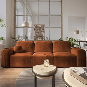 Sofa mit Schlaffunktion Arbon ziegelrot komfortables und stilvolles Sofa für das Wohnzimmer weicher Plüschstoff verleiht einzigartigen Charakter
