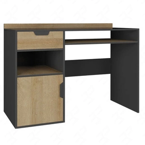 Schreibtisch mit Schublade Nano 125 cm graphit / Eiche riviera modernes Möbeldesign Schreibtischkanten mit einem speziellen Furnier beendet