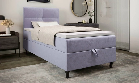 Boxspringbett Melba 90x200 hellblau Bett im modernen skandinavischen Stil mit gepolstertem Kopfteil Bett mit Staukasten