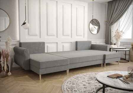 Ecksofa mit Schlaffunktion Wilkins U hellbraun komfortables Ecksofa weicher Stoff modernes Design passend zu jeder Einrichtung