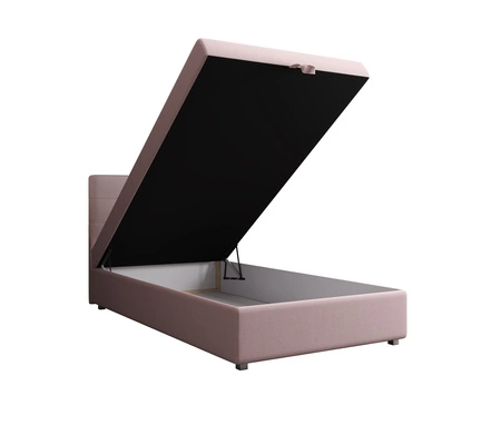 Boxspringbett Flint 90x200 puderrosa im modernen skandinavischen Stil mit gepolstertem Kopfteil Bett mit Staukasten
