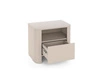 Nachttisch Bari beige modernes Design Schlafzimmerschrank mit ovaler Form grifflose Schublade push to open system