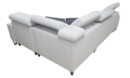 Ecksofa mit Schlaffunktion Dafni II Indischer rosa/weißer Samt, rechtes Ecksofa mit Bettzeugablage und Schublade in der Seitenwand