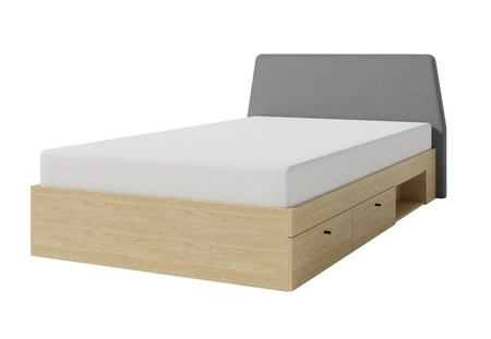 Olivio Bett mit Schubladen 120x200 cm Eiche geölt ideal für ein Kinderzimmer mit gepolstertem Kopfteil und Schubladen