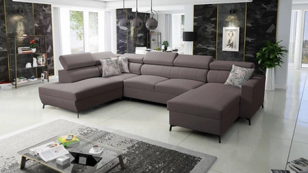 Ecksofa mit Schlaffunktion Savona VI braun rechts elegantes und bequemes Ecksofa für Wohnzimmer mit zwei Bettkästen 
