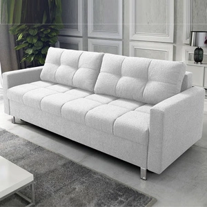 Sofa mit Schlaffunktion Bilbao weiß modernes Design und breiter Funktionsstoff mit charakteristischer Schlingenoberfläche