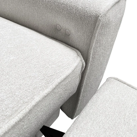 Ecksofa mit Schlaffunktion Viano XII Lux graue Esche Linkshänder-Designer-Ecksofa für das Wohnzimmer mit komfortablem ausziehbarem Fußteil