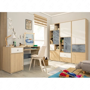 Cary Möbelset Biskuit Eiche / Weiß / Beton ideal für ein Jugendzimmer in einem trendigen Stil