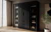 Kleiderschrank Corse 206 cm schwarz moderner Design Kleiderschrank mit Glasfronten und geräumigen Schubladen ideal für Schlafzimmer und Büros