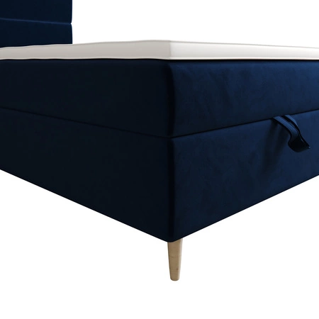 Boxspringbett Bing 90x200 dunkelblau im modernen skandinavischen Stil mit gepolstertem Kopfteil Bett mit Staukasten