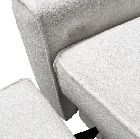 Ecksofa mit Schlaffunktion Viano III Lux grau Esche links modernes Ecksofa mit ausziehbarem Fußteil Container für Bettzeug