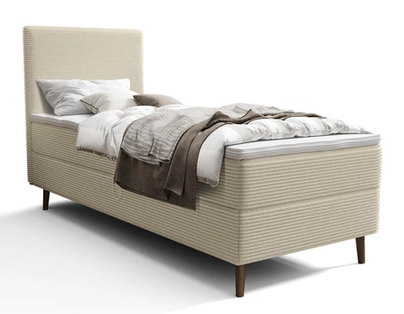 Boxspringbett Totti 80x200 beige stilvolles Bett mit Bettzeugablage dreidimensionaler Stoff mit ausdrucksvollen Streifen