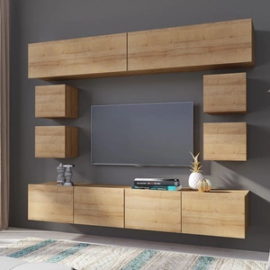 Möbelset Apulia XVI Eiche gold Ein außergewöhnlich stilvolles Möbelset mit schlichten Teilen, die sich in jede Einrichtung einfügen