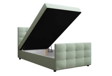 Boxspringbett Kansas 120x200 mintgrün Bett im modernen skandinavischen Stil mit gepolstertem Kopf- und Fußteil