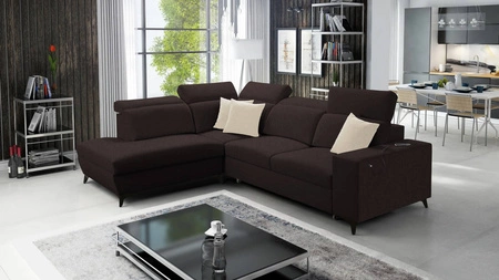 Ecksofa mit Schlaffunktion Kelly Sleek VII braun links geflochten bequemes und funktionelles Ecksofabett für Wohnzimmer