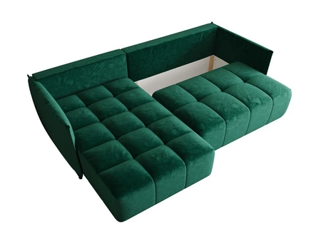 Schlafsofa Oroso Flasche grün links Sofa weichen Samtstoff mit hydrophober Beschichtung Bettzeug Container